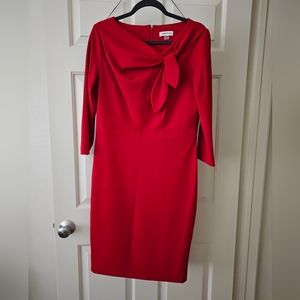 Red Calvin cocktail dress 3/4 length sleeves